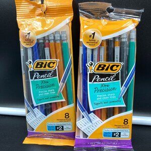 BIC #2 Xtra Precision Mechanical Pencils, 0.5mm, 8ct each-Multicolor 2 Pack Lot
